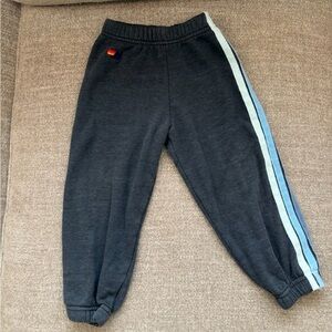 ✨AVIATOR NATION - KID'S 5 STRIPE SWEATPANTS - CHARCOAL // BLUE Size 2